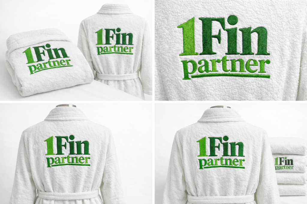 ärilaenufirma logoga hommikumantel suure tikandiga Tallinnas