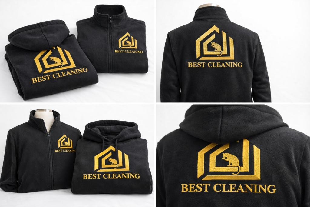 puhastusfirma logoga pusa tikandiga Tallinnas